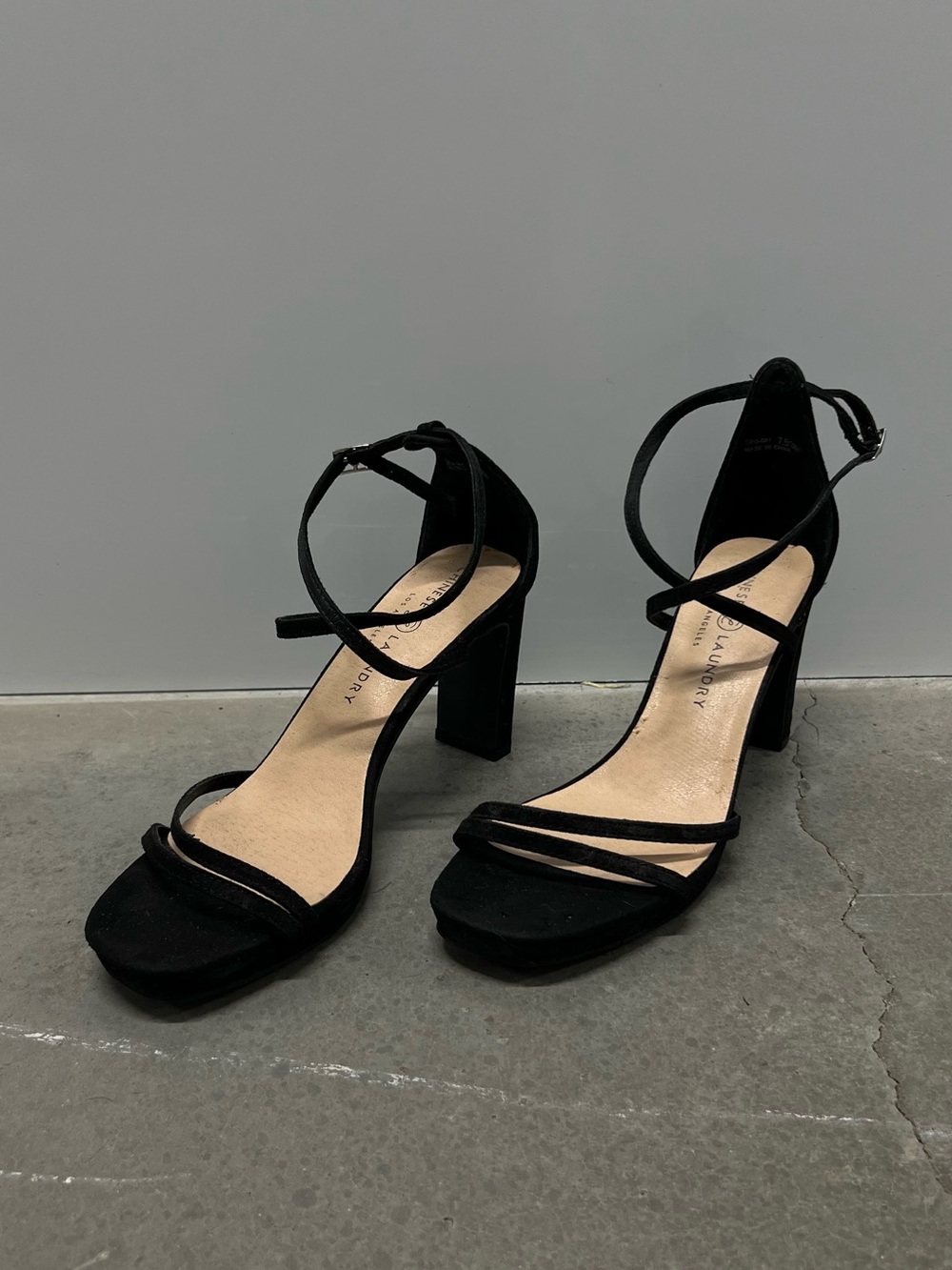 Chinese Laundry Black Strappy Block Heel Sandals